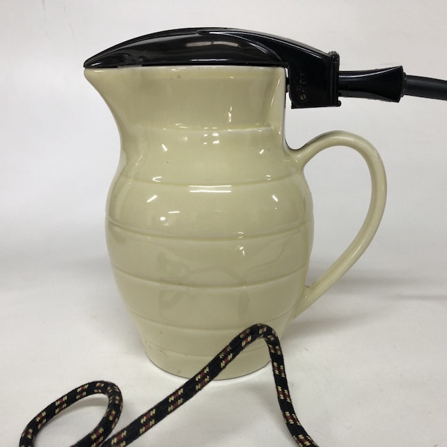 KETTLE, Ceramic Jug - Pale Yellow Ribbed